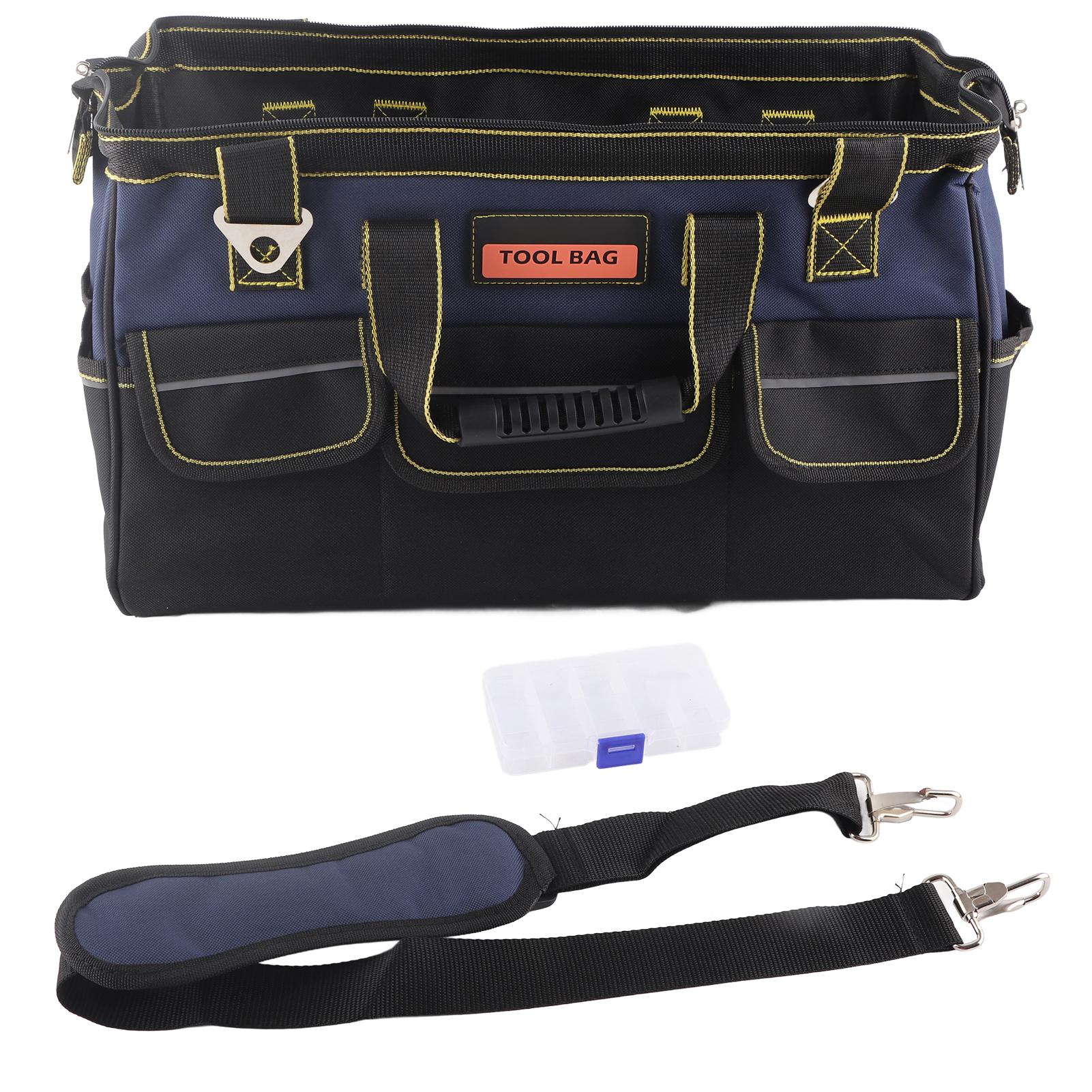 Sac à outils renforcé 53 cm en toile Oxford, porte-outils multifonction pour électricien, bandoulière incluse