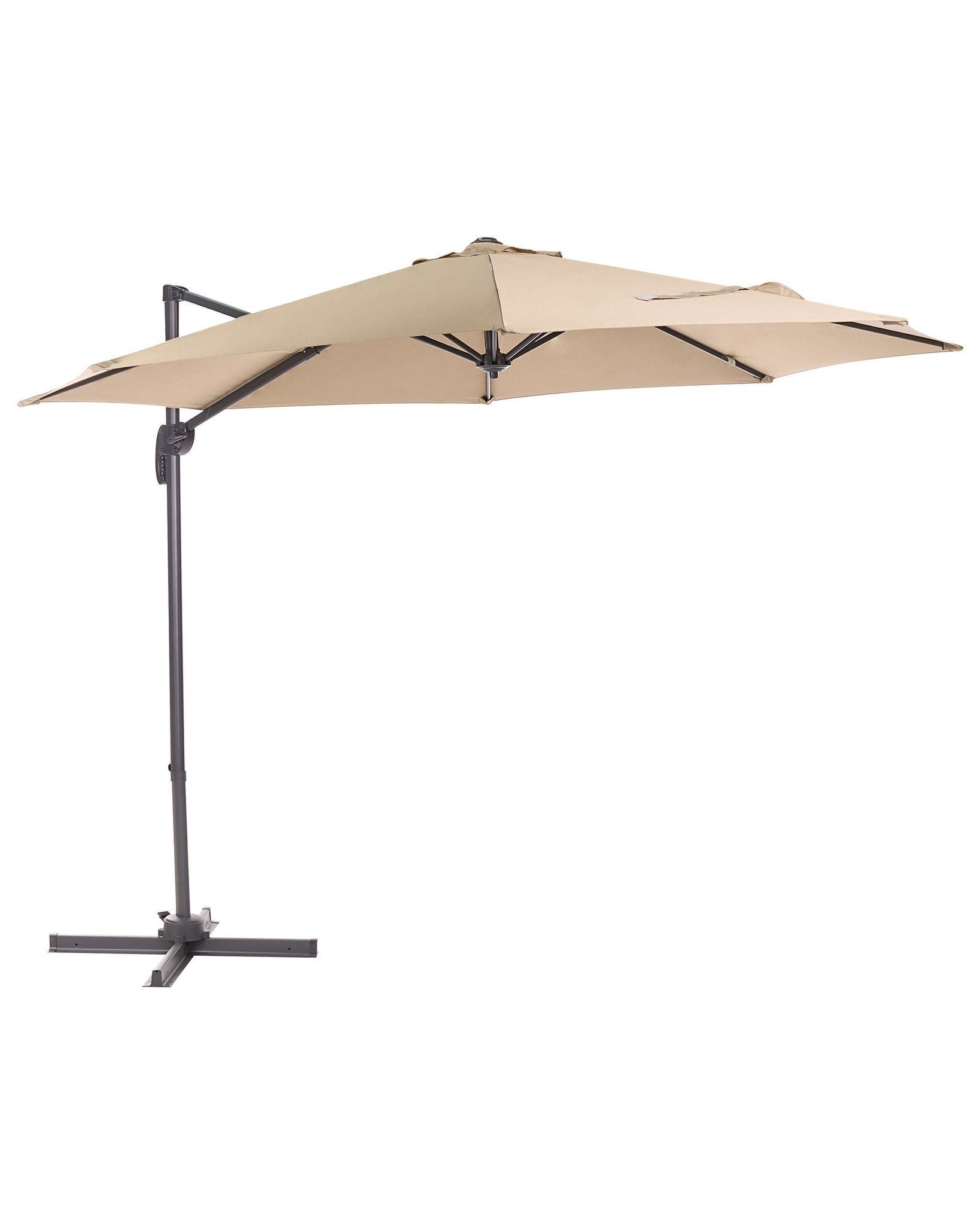 Beliani Garden Sun Parasol Sand Beige Fabric 240 Cm Swivel Weather Resistant Savona
