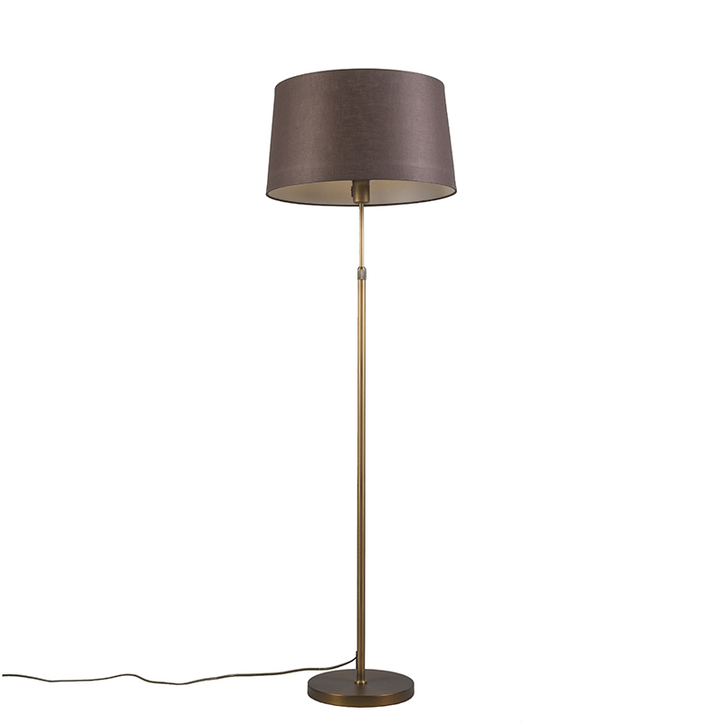 Qazqa Bronze Stehleuchte Mit Braunem Lampenschirm Verstellbar 45 Cm - Parte