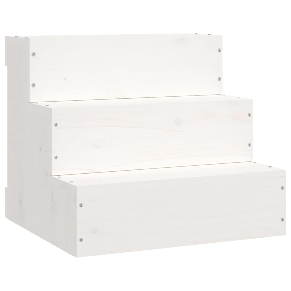 Vidaxl Weiß Haustiertreppe 40X37,5X35 Cm Massivholz Kiefer