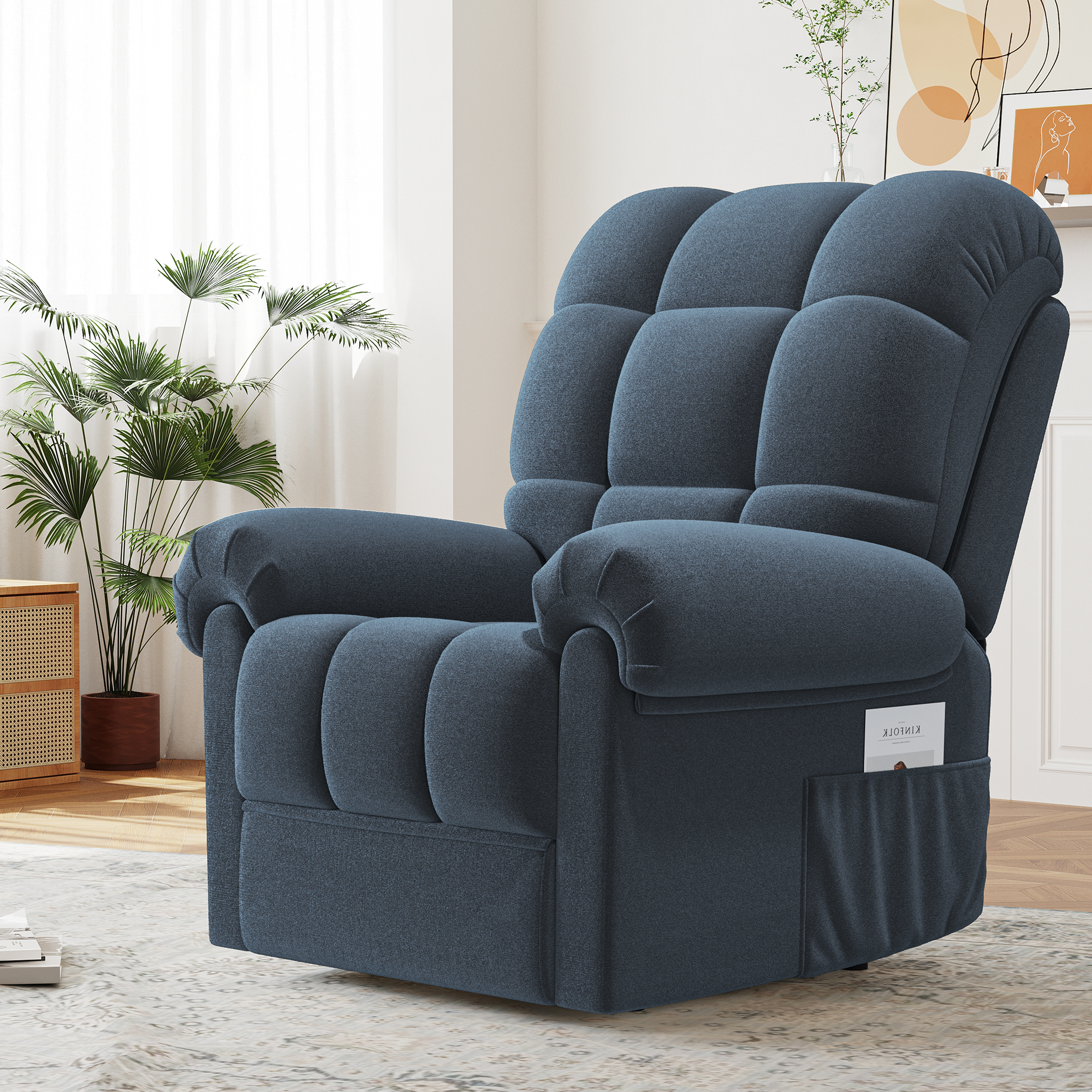 Neche – Fauteuil Relax Électrique En Velours Teddy – Inclinaison