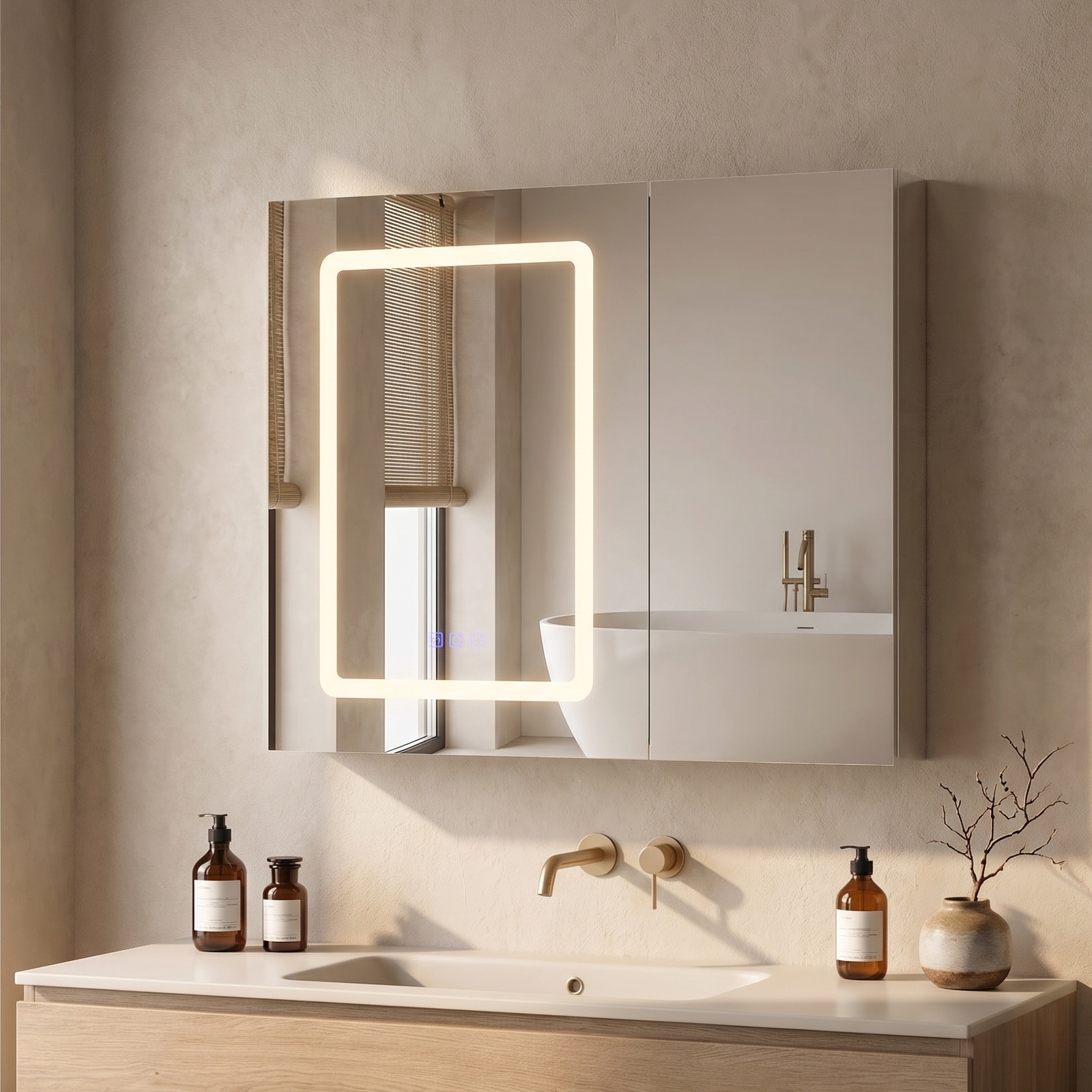 Armoire Murale De Salle De Bain Miroir Avec Double Porte