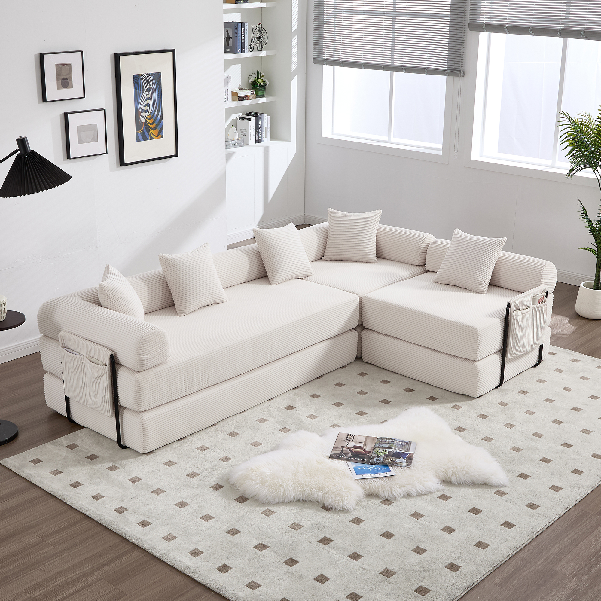 Grand Canapé Modulaire Beige,canapé Compressé Familial