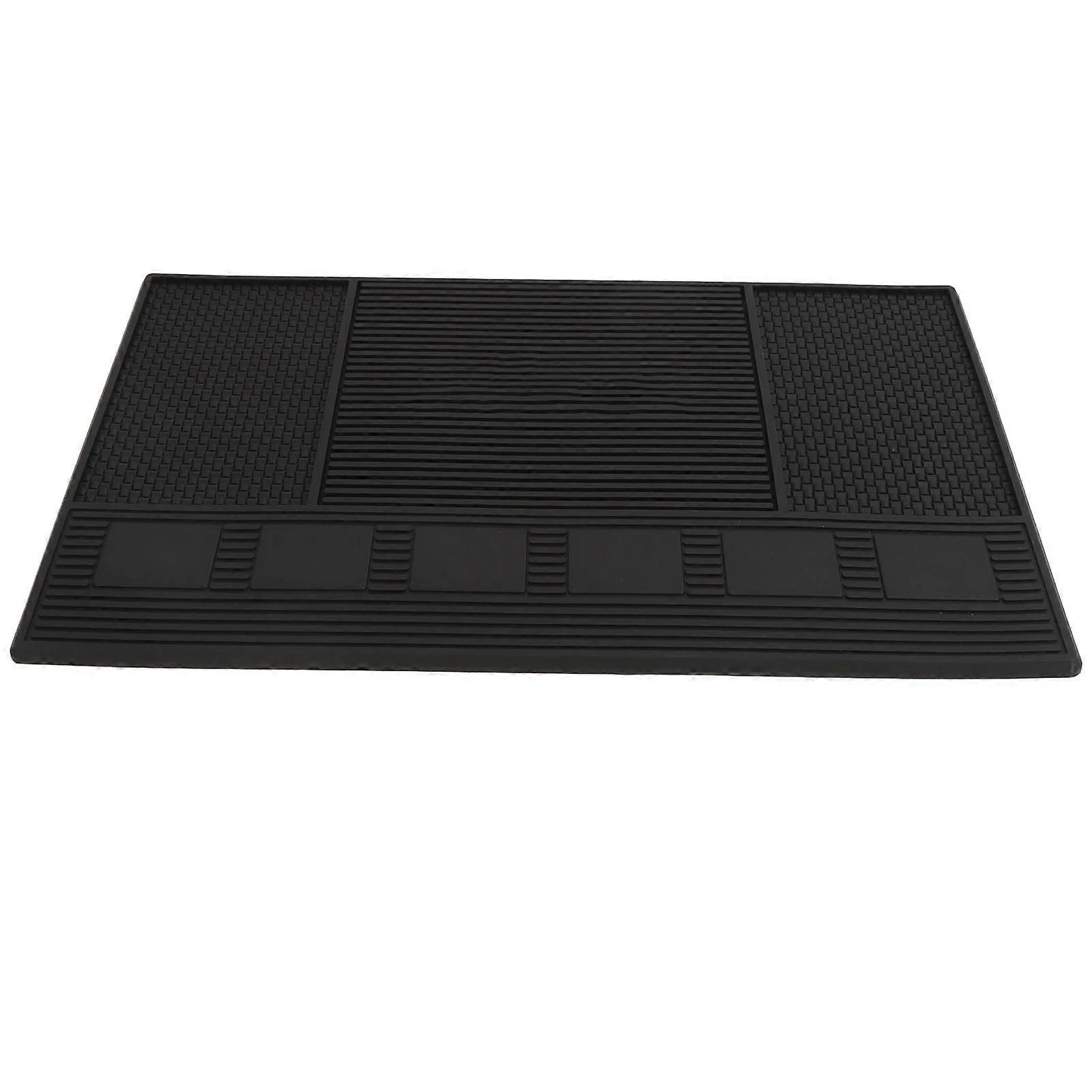 Tapis de rangement pour outils de coiffure antidérapant en silicone, noir