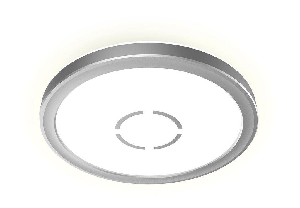 Led Deckenlampe Mit Hintergrundbeleuchtung Deckenleuchte Silber Wohnzimmerlampe Rund Flurlampe Flach, 12w 1400lm Neutralweiß, Dxh 19 X 2,8 Cm