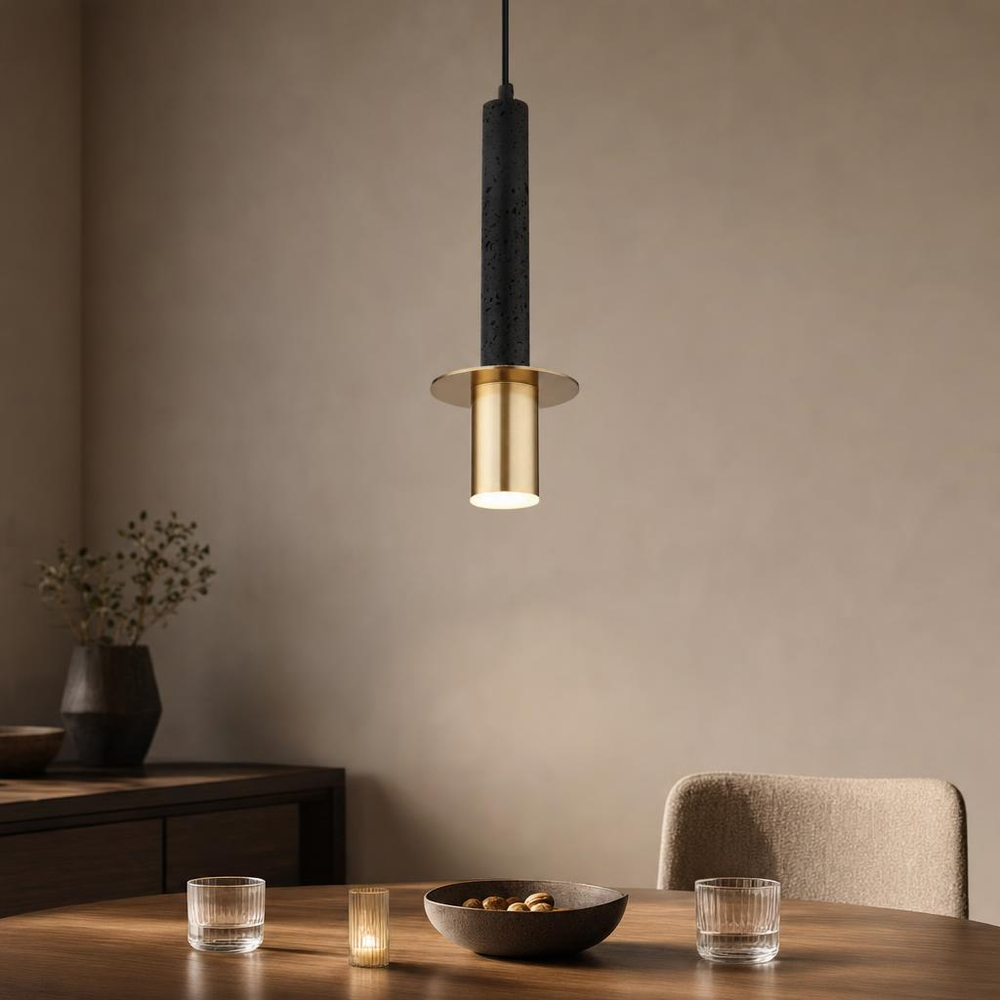 Hängeleuchte Pendelleuchte Wohnzimmerlampe Steinoptik Schwarz Metall H 130 Cm