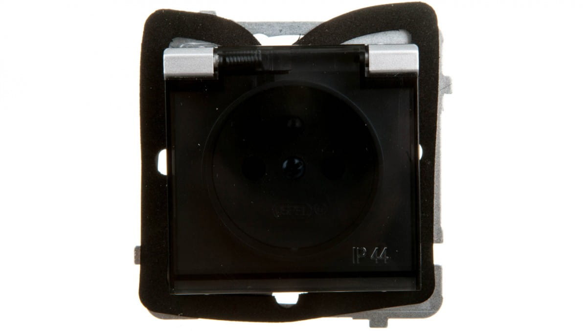 Oem Versilbert Sonata Spritzwassergeschützte Steckdose Mit/Mit Ip44 Transparenter Abdeckung, Matt Silber Gph-1Rz/M/38/D