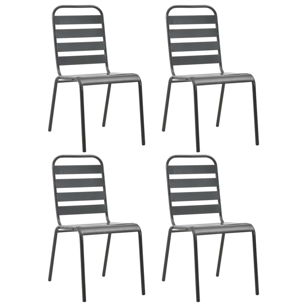 Vidaxl - Chaises D'Extérieur 4 Pcs Design À Lattes Acier Gris Foncé