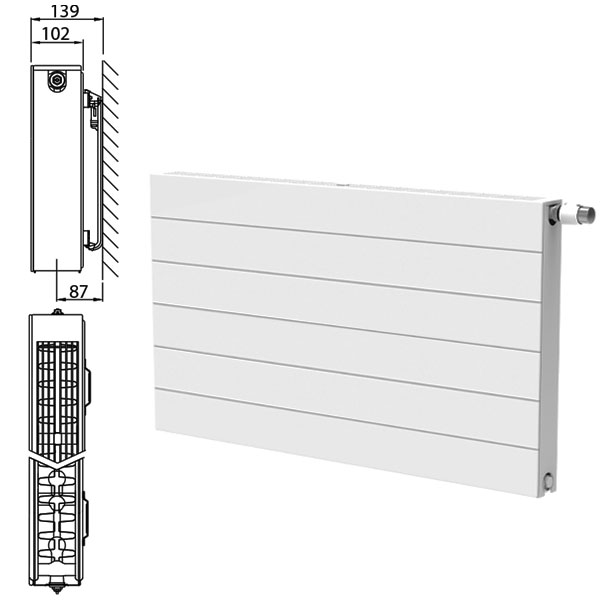 Stelrad Style Ventilheizkörper Planar Style Eco Typ 22 600X700 Anschluss Rechts, 0451062207 - Image 2