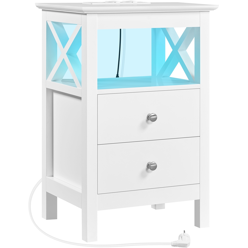 Yaheetech – Table De Chevet Blanc En Mdf Avec Station De Charge – 2