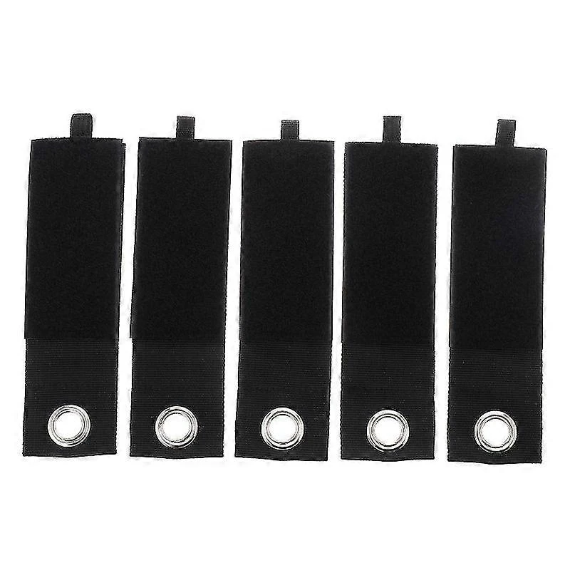 Sangle de rangement en nylon noir avec anneau métallique, 18 x 5 cm, lot de 4