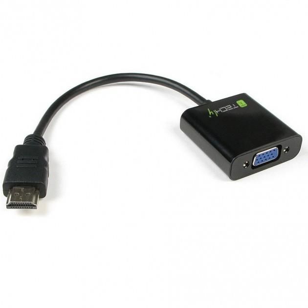 Techly Schwarz Hdmi Auf Vga Konverter Hdmi Stecker Auf Vga Buchse Im Hochwertigen Polybag (Idata-Hdm