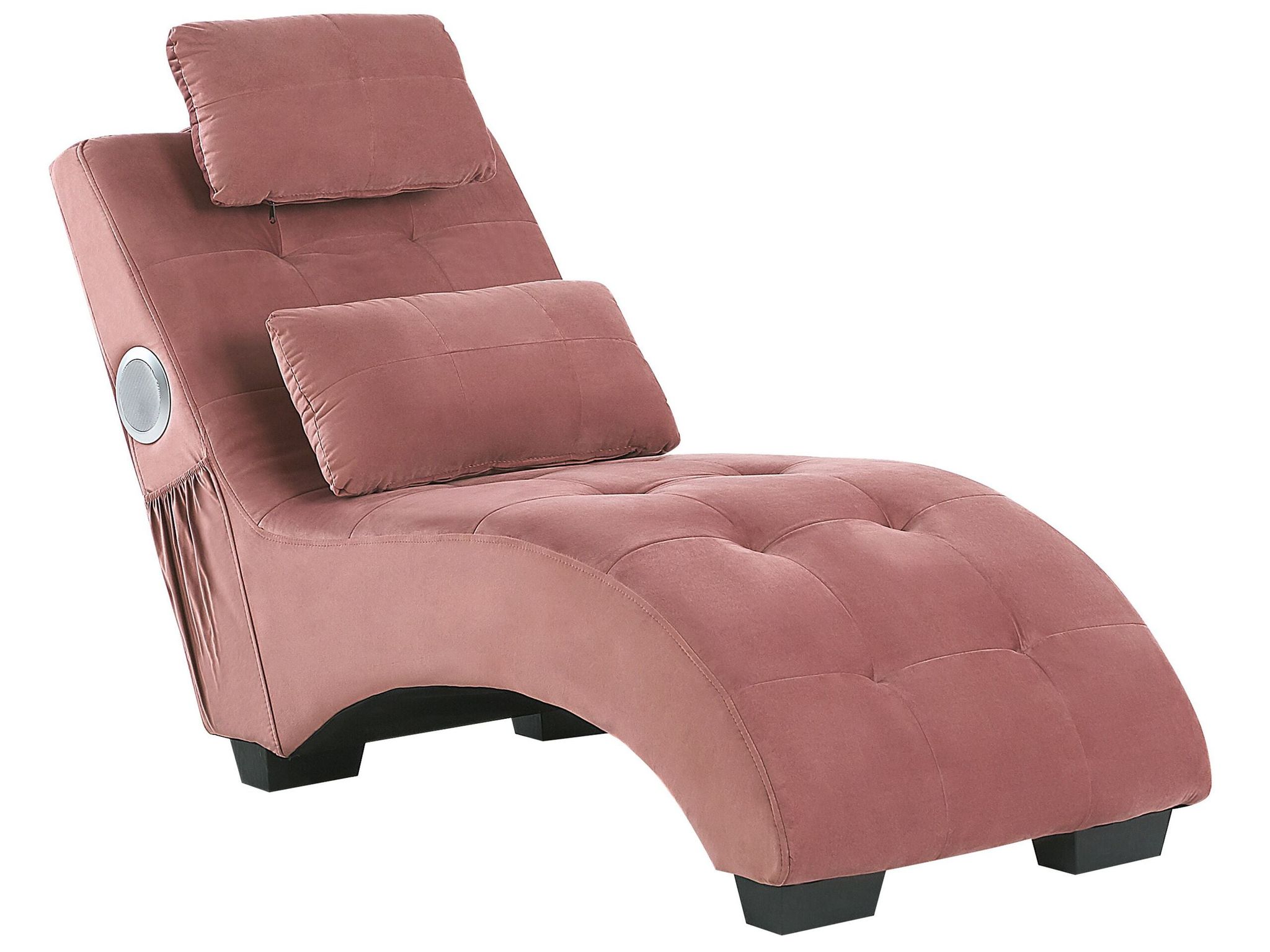 Beliani Chaise Longue In Velluto Rosa Con Altoparlante Bluetooth Si...