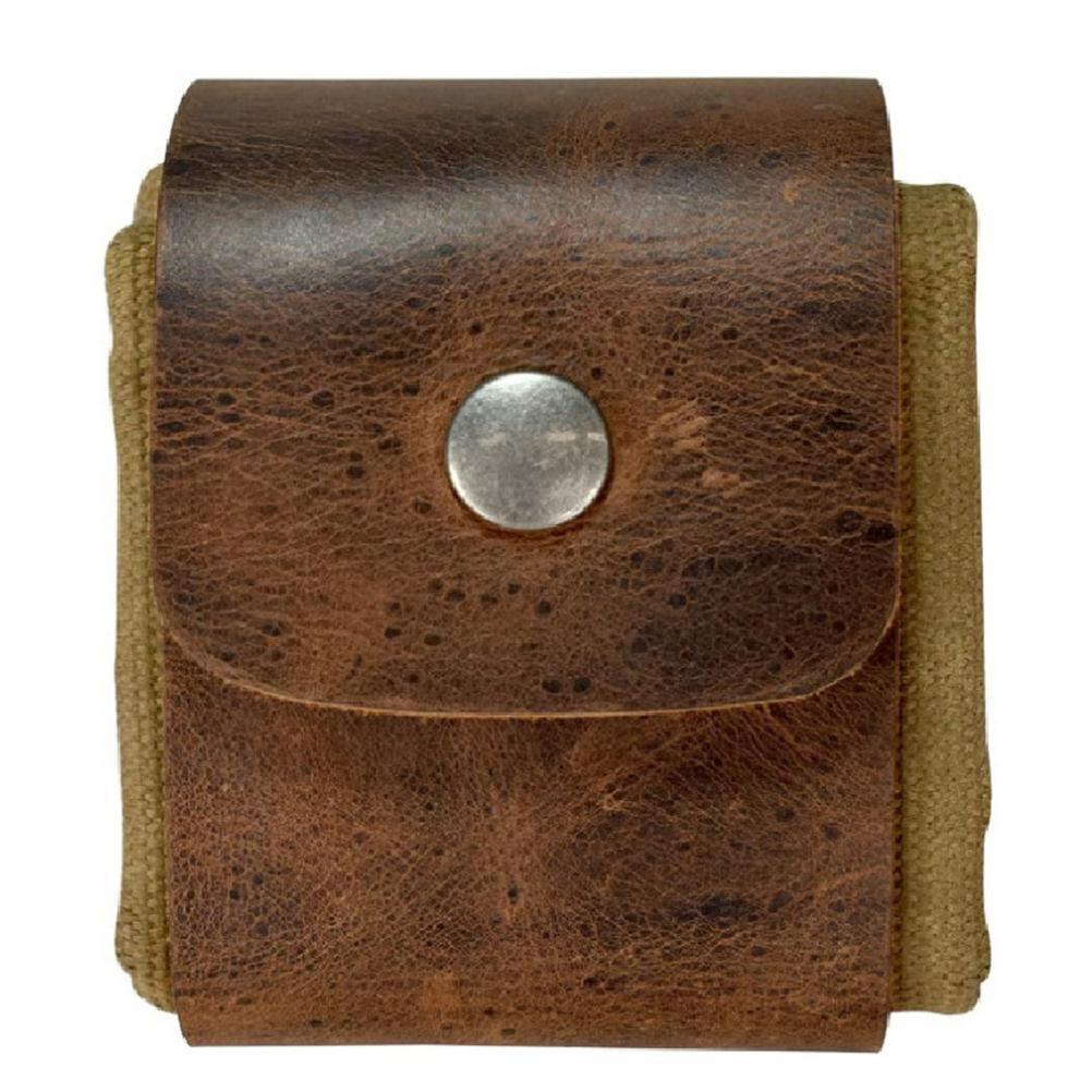 Sac de cueillette en cuir et toile cirée, 21 x 7 cm, fixation ceinture ou sac à dos