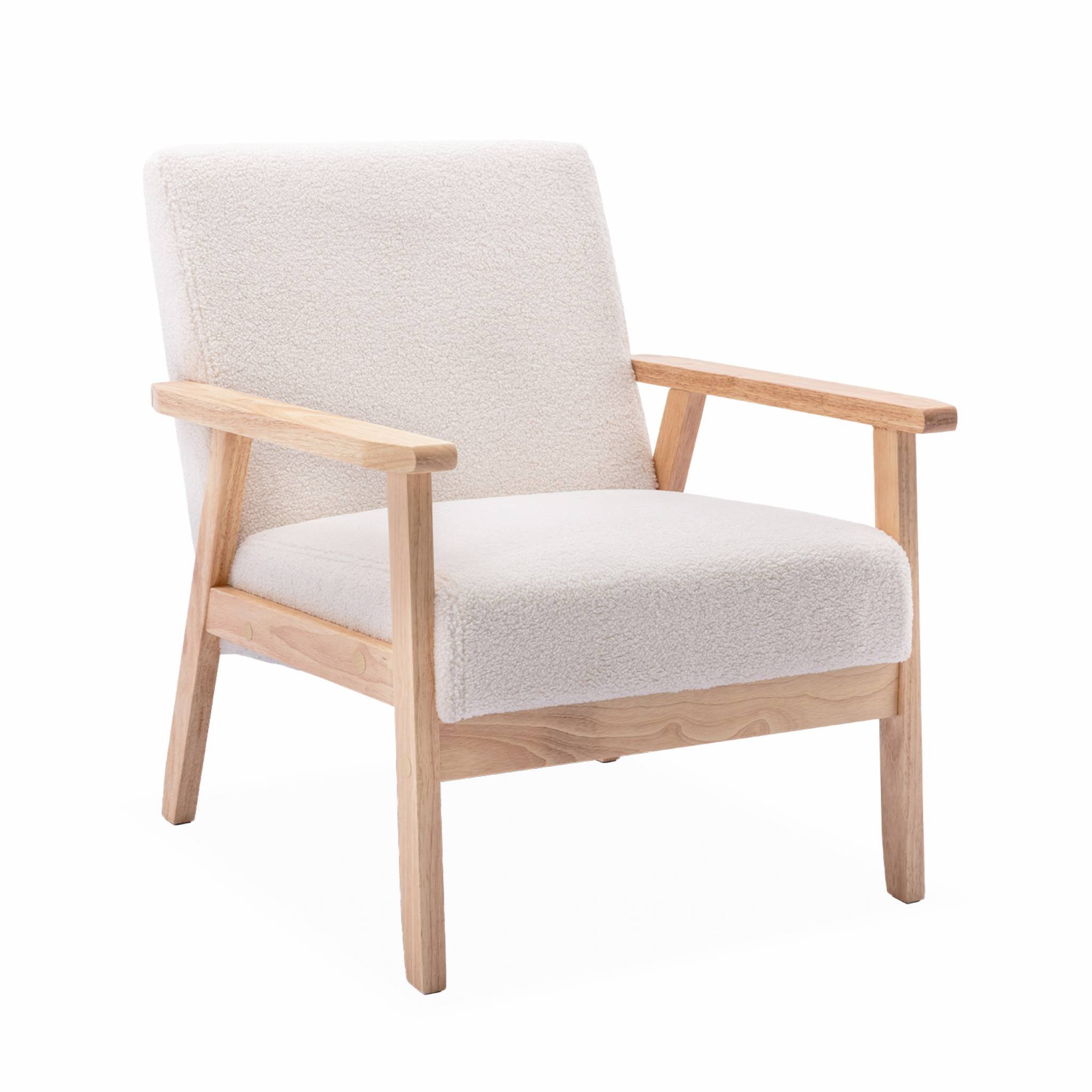 Sweeek - Fauteuil Scandinave En Bois Et Tissu Bouclette. Isak. L 64 X P