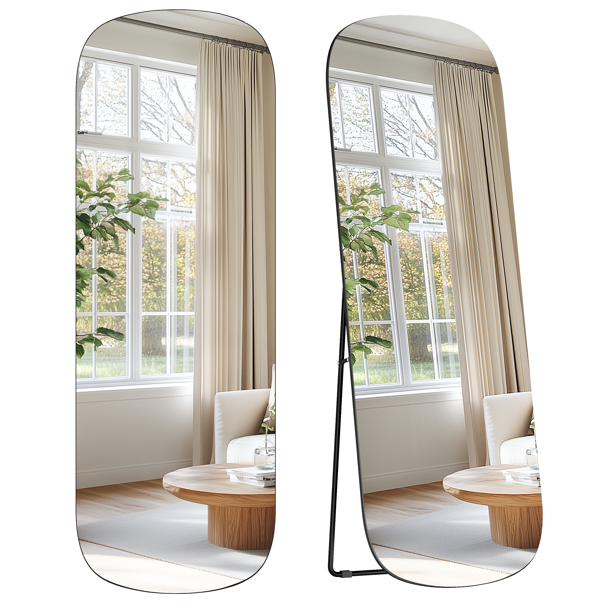 Songmics – Miroir Sur Pied Pleine Longueur 160 X 50 Cm – Verre Trempé