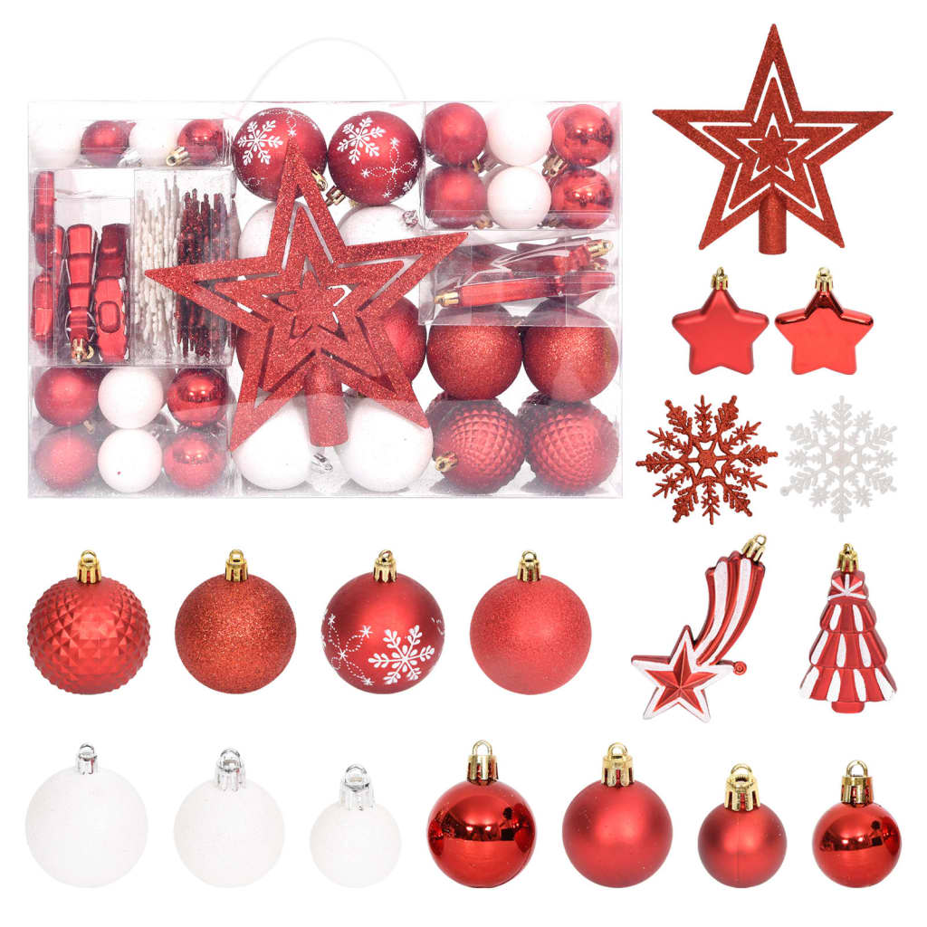 108-tlg. Weihnachtskugel-set Rot Und Weiß Vidaxl