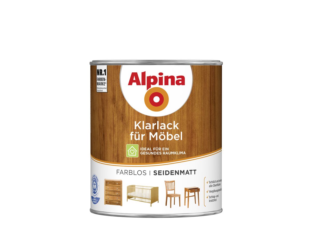 Klarlack Für Möbel 750 Ml Farblos Seidenmatt Lack Möbellack Holzlack - Alpina