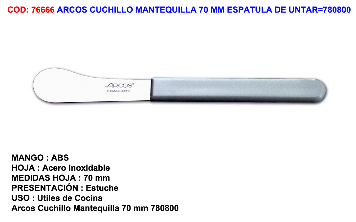 Arcos Weiß Buttermesser 780800 Edelstahlklinge Und Mango 70 Mm Abs Im Karton