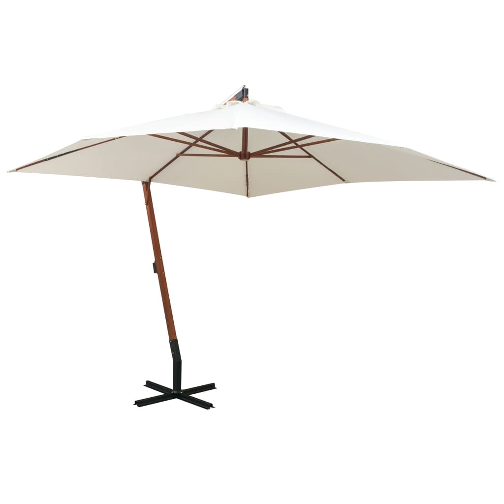 Vidaxl - Parasol Suspendu Avec Poteau En Bois 300x300 Cm Blanc