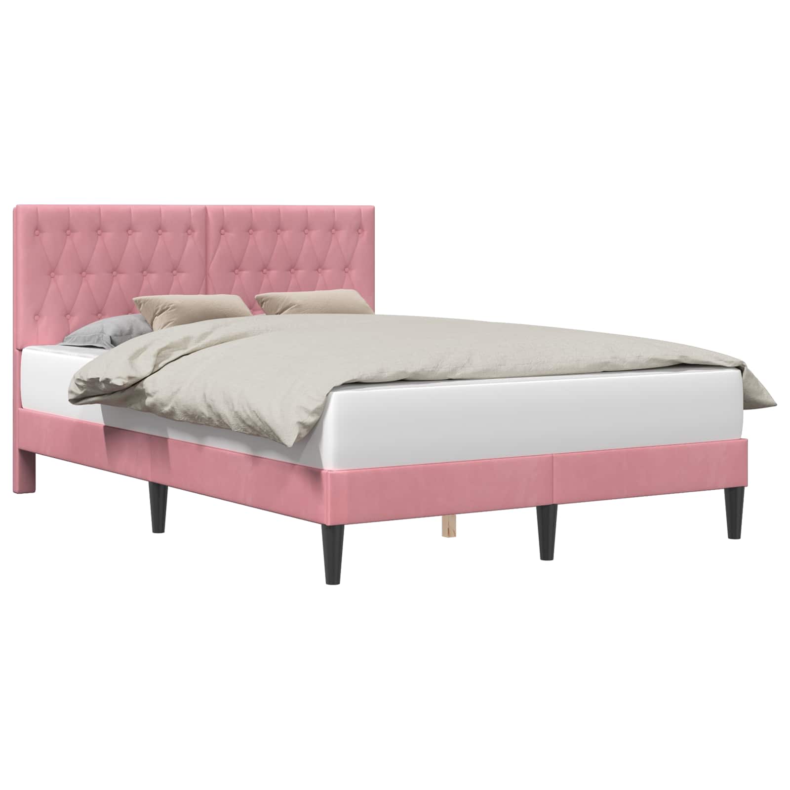 Bed Frame With Headboard Pink 120 X 190 Cm Velvet Vidaxl