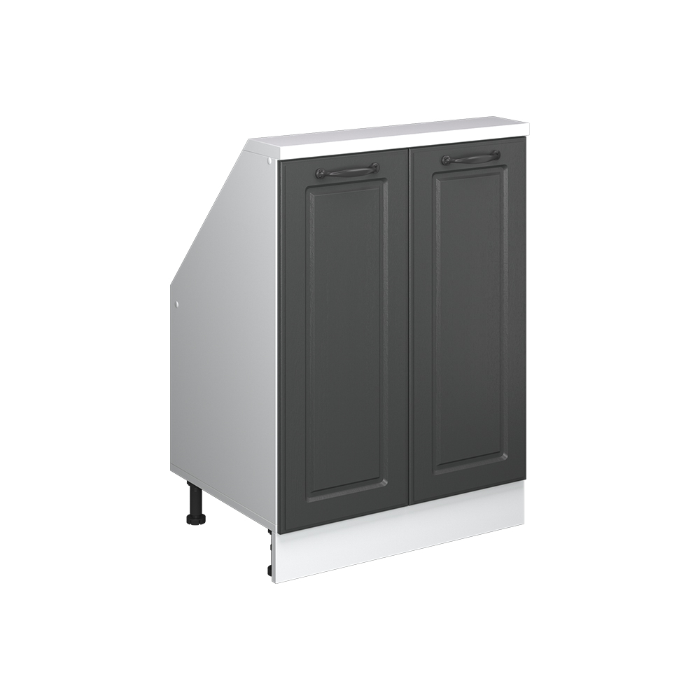 Küchenschrank Für Dachschrägen R-line, Anthrazit Landhaus/weiß, 60 Cm Mit 2 Türen, Vicco