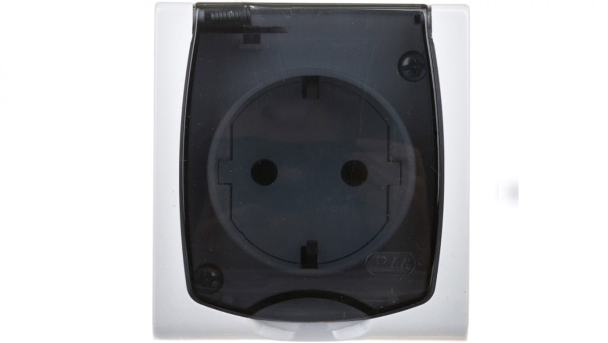 Oem Weiß Madera Hermetische Einzelsteckdose Mit/Mit Schuko Ip44 Transparente Klappe Gnh-1Ns/00/D