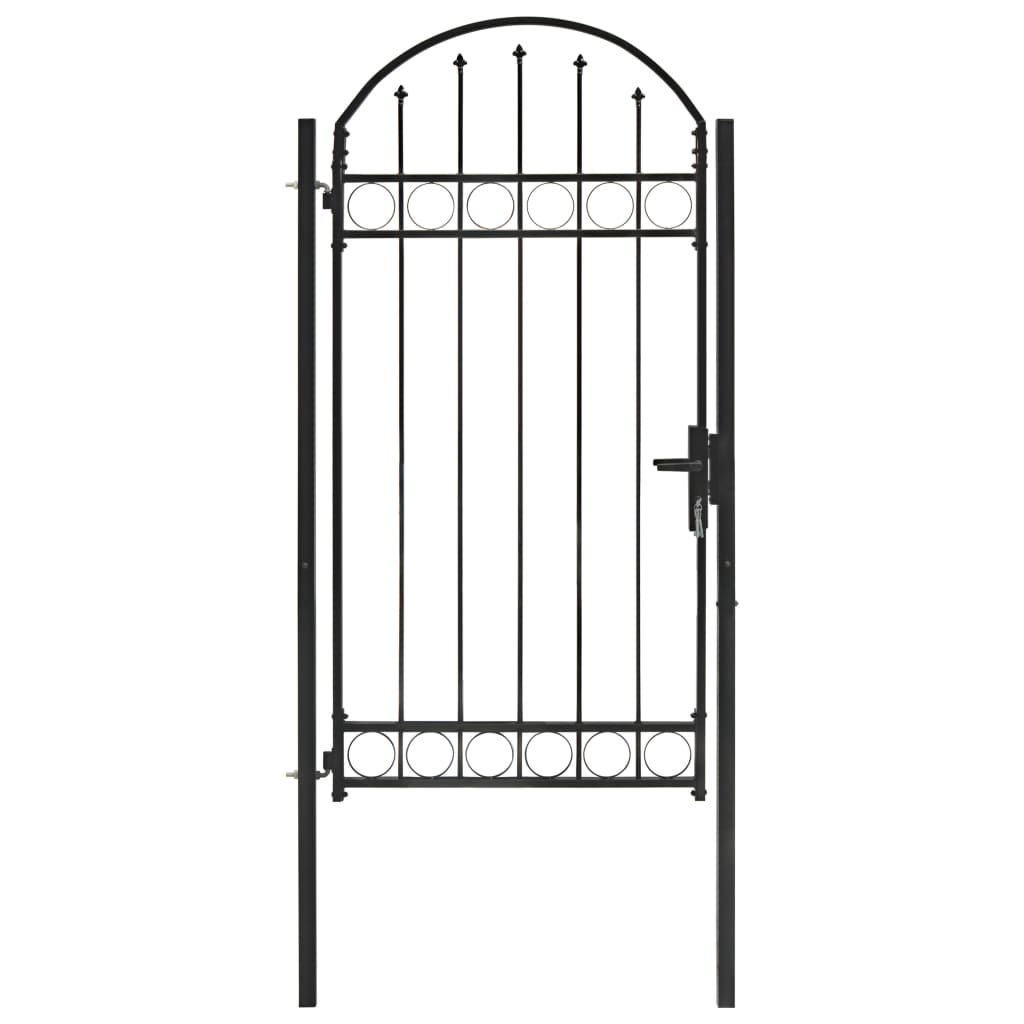 Vidaxl Schwarz - Zauntor Mit Gewölbter Spitze Stahl 100X250 Cm