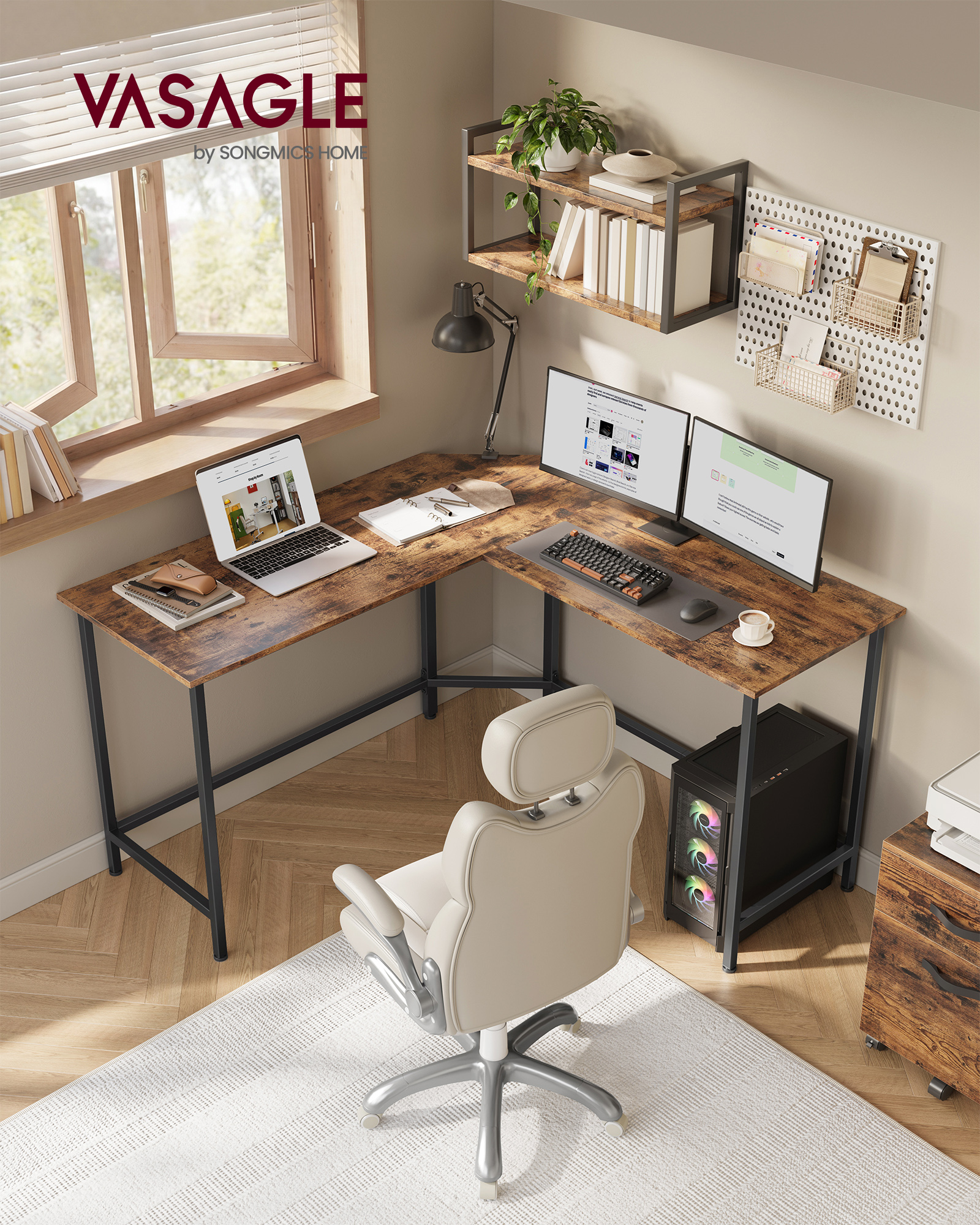 Vasagle - Bureau D'Angle, Bureau D'Ordinateur En Forme De L
