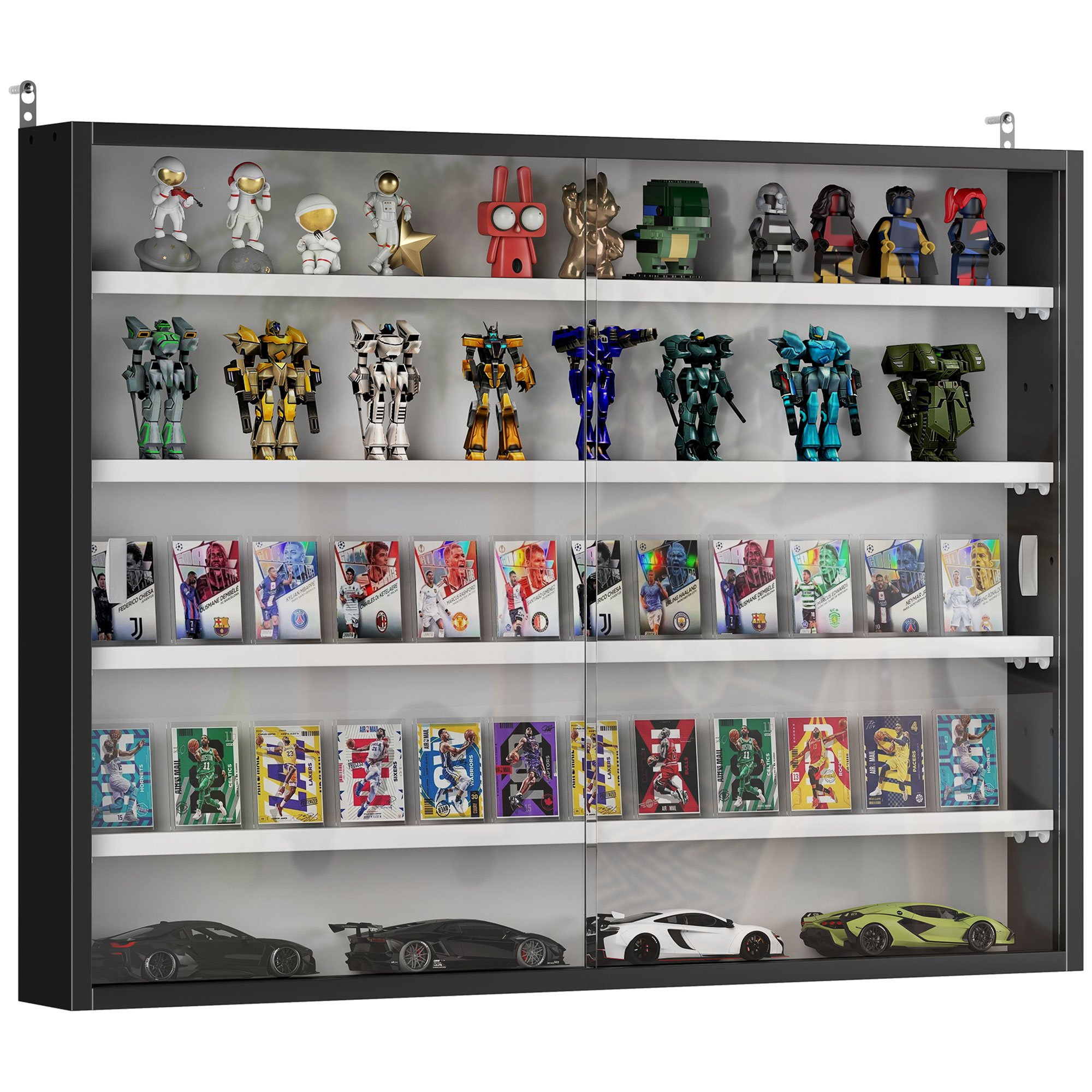 Vitrine Pour Collection - Homcom - Murale 4 Étagères Réglables 2 Portes