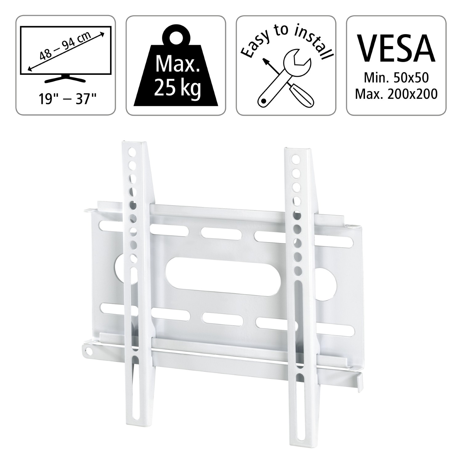 Hama TV Wandhalterung 48-94cm(19-37 Zoll) Max 25 Kg VESA 50-50 -200-200 - Image 3