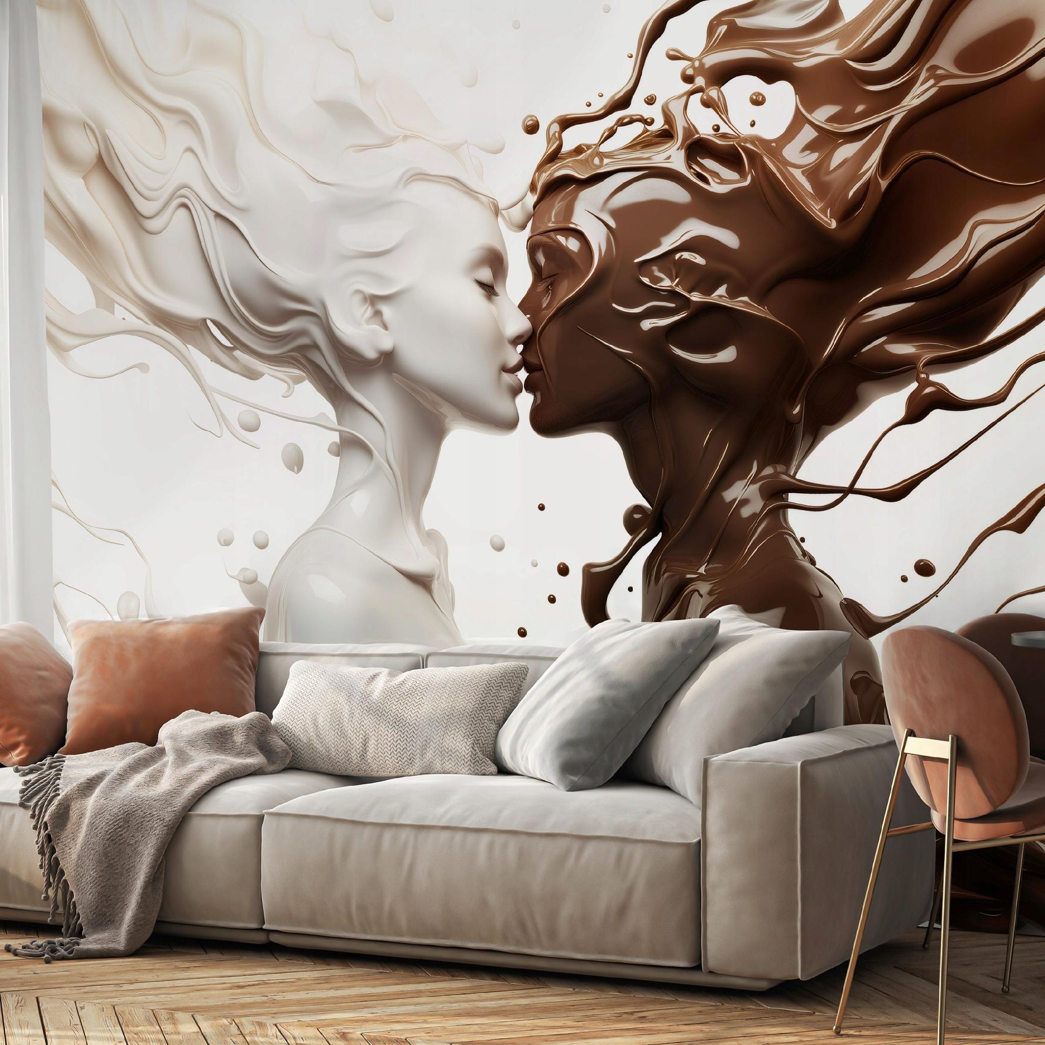 Wallarena Vlies Fototapete Abstrakt 250x175 Cm, Tapeten, Für Wohn Und Schlafzimmer, Vliestapete Wandtapete Tapete 3d Effekt- Inkl. Kleister - Kaffee Und Milch