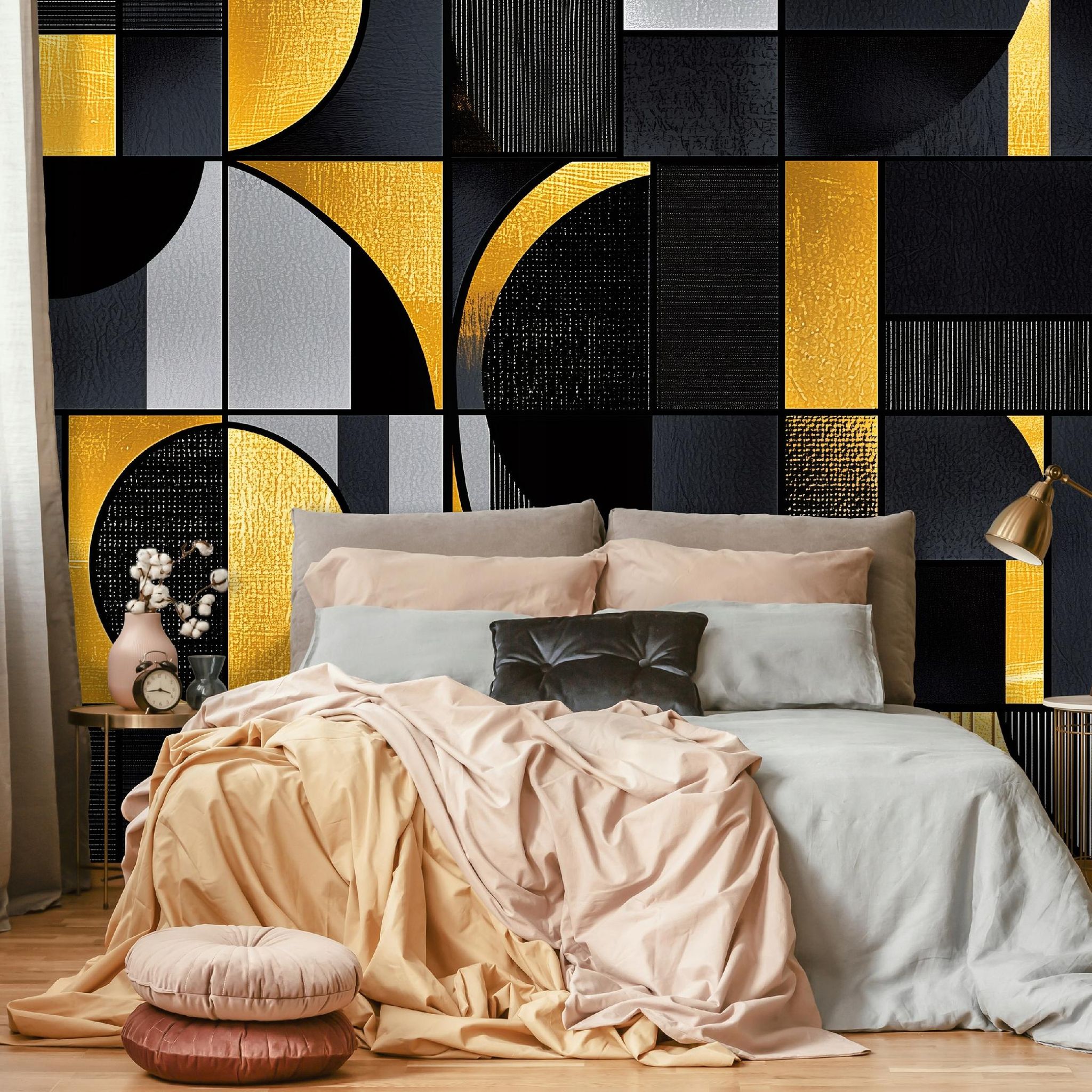 Wallarena Vlies Fototapete Abstrakt 300x210 Cm, Tapeten, Für Wohn Und Schlafzimmer, Vliestapete Wandtapete Tapete 3d Effekt- Inkl. Kleister - Geometrisch Gelb