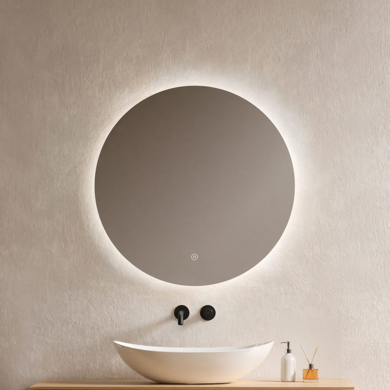 Emke - Miroir De Salle De Bain Rond Led Avec Rétro-éclairage Sans Cadre