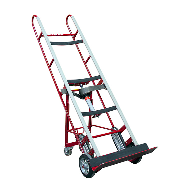 Diable à chenilles pour escaliers, tablier 1676 mm, charge 550 kg, rouge