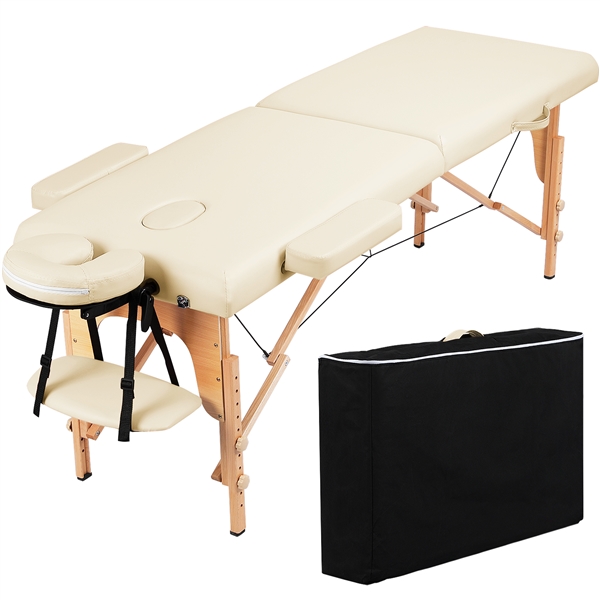 Table De Massage Portable Pliable À 2 Zones Charge 250 Kg En Bois Hêtre