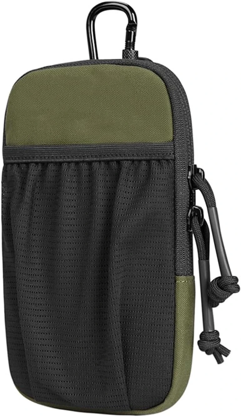 Sacoche à outils tactique EDC avec poche à sangles MOLLE, nylon, vert armée, 2 poches