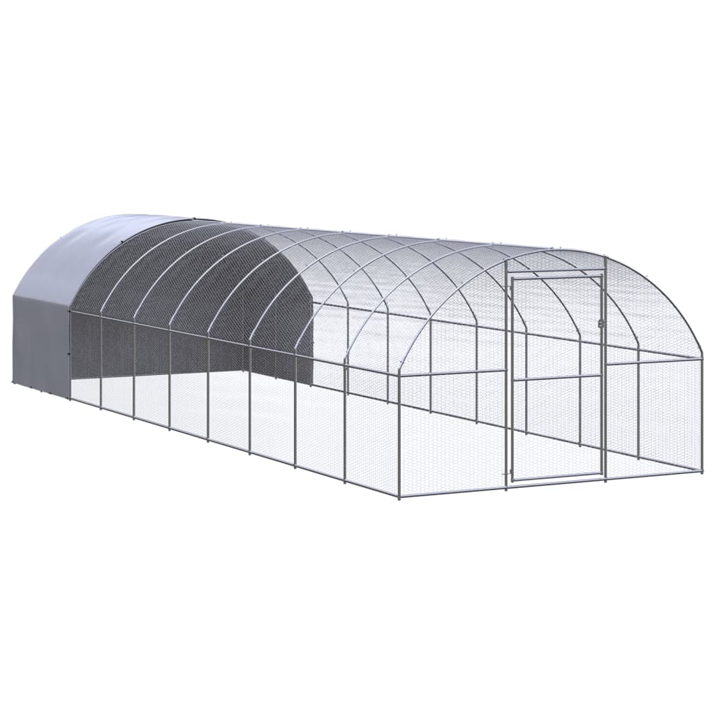 Vidaxl Versilbert Outdoor-Hühnerstall 3X10x2 M Verzinkter Stahl