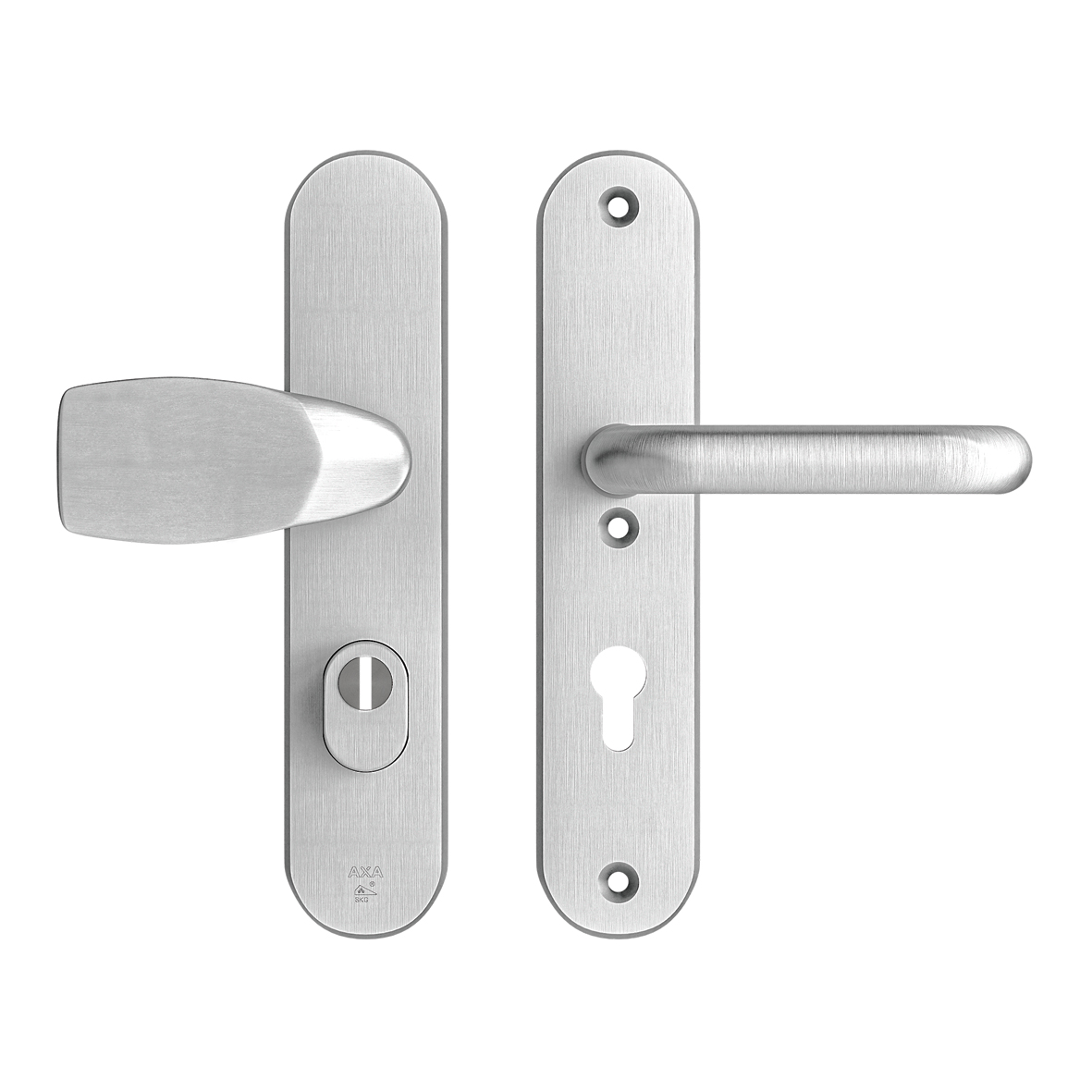 Axa Sicherheitstürbeschlagset - Oval Plus - Türgriff Aus Aluminium - Knauf/griff - Pc72 Mit Kernzugsicherung