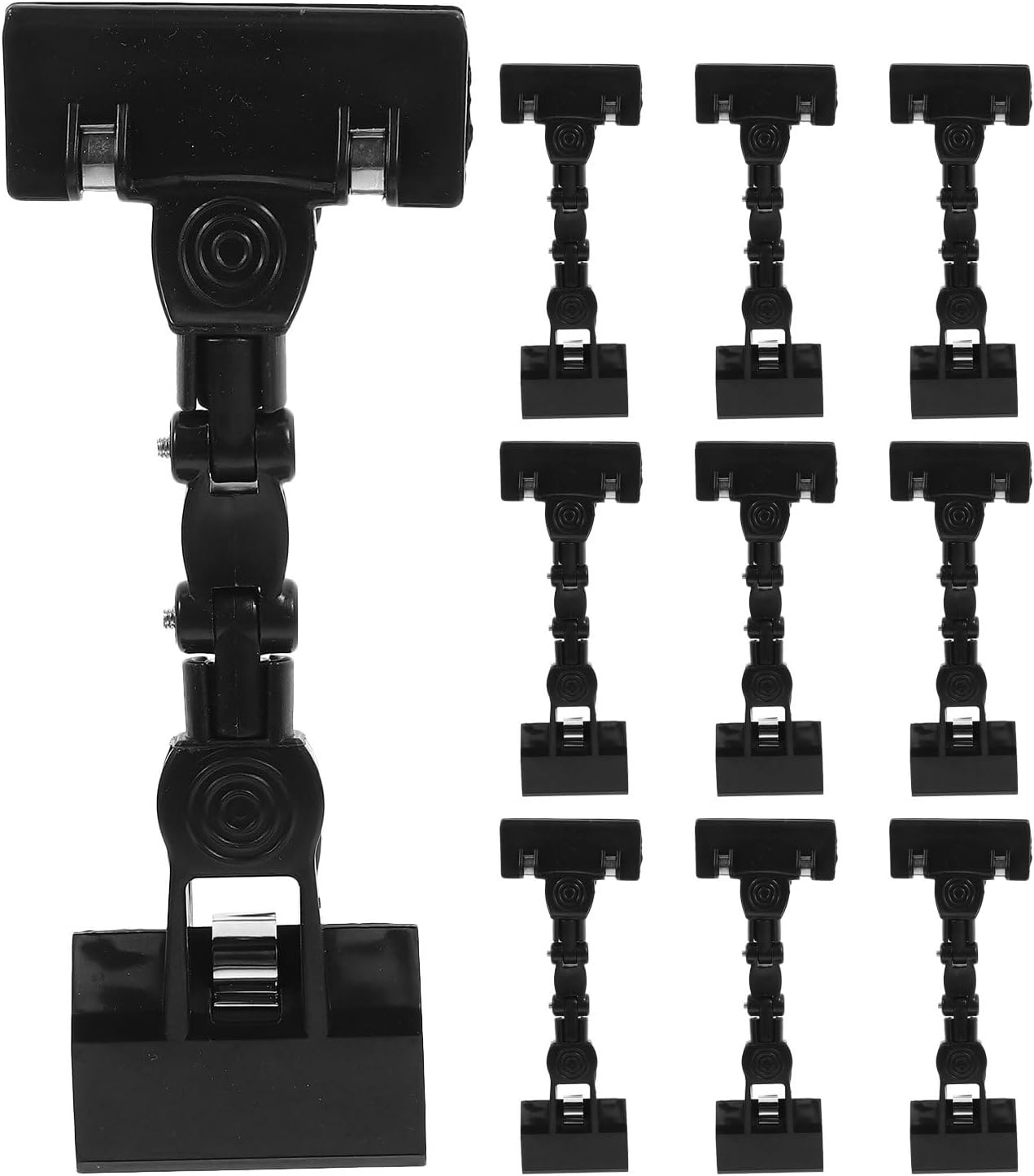 Porte-étiquettes double face à clip, pince pour bord d'étagère, noir, lot de 10