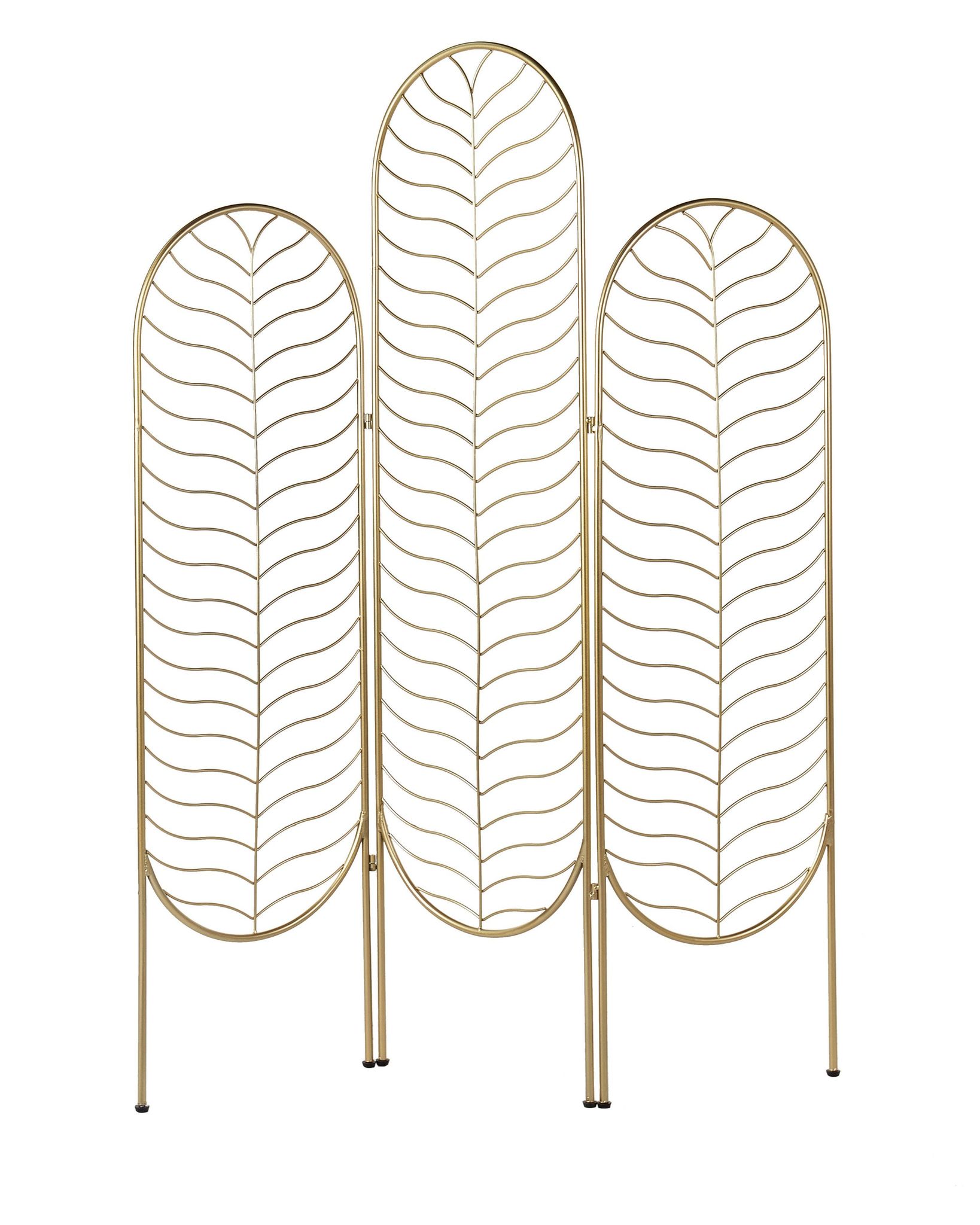 Beliani - Decorative Room Divider 3 Panels Folding Iron Metal Frame Gold Pescia
