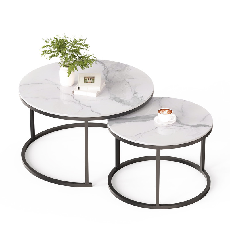 Zl Zeling Table Basse Ronde, Table Basse Blanche Décorative Moderne