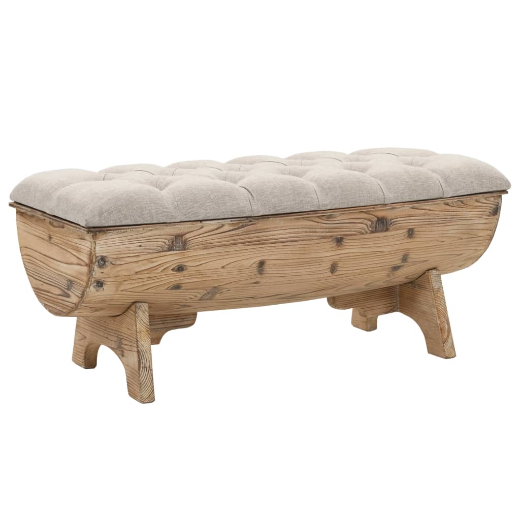 Banc De Rangement Bois Massif Et Tissu 103 X 51 X 44 Cm Vidaxl