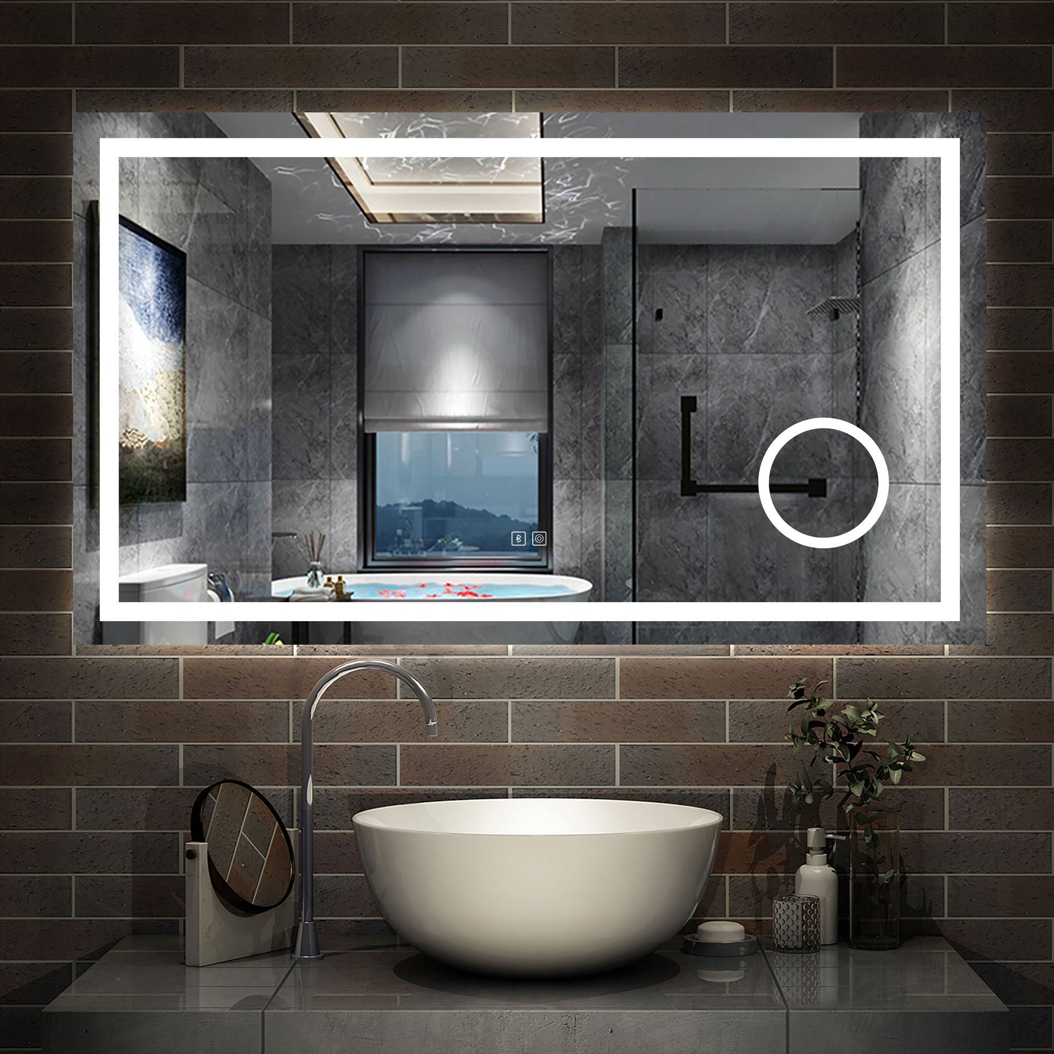 Aica Sanitaire – Miroir Lumineux De Salle De Bain 140x80 Cm – Bluetooth