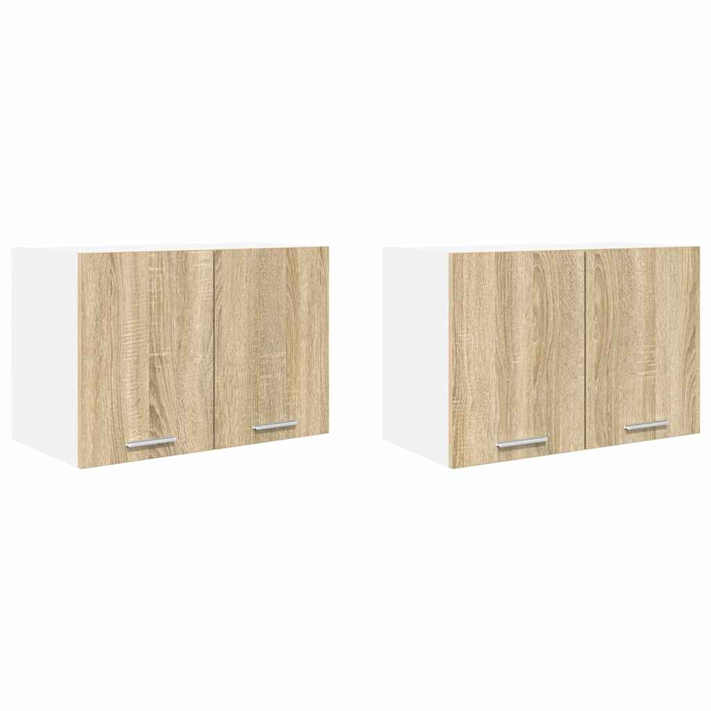 Armoire Suspendue 2 Pc Chêne Sonoma Et Blanc Bois D'Ingénierie Vidaxl