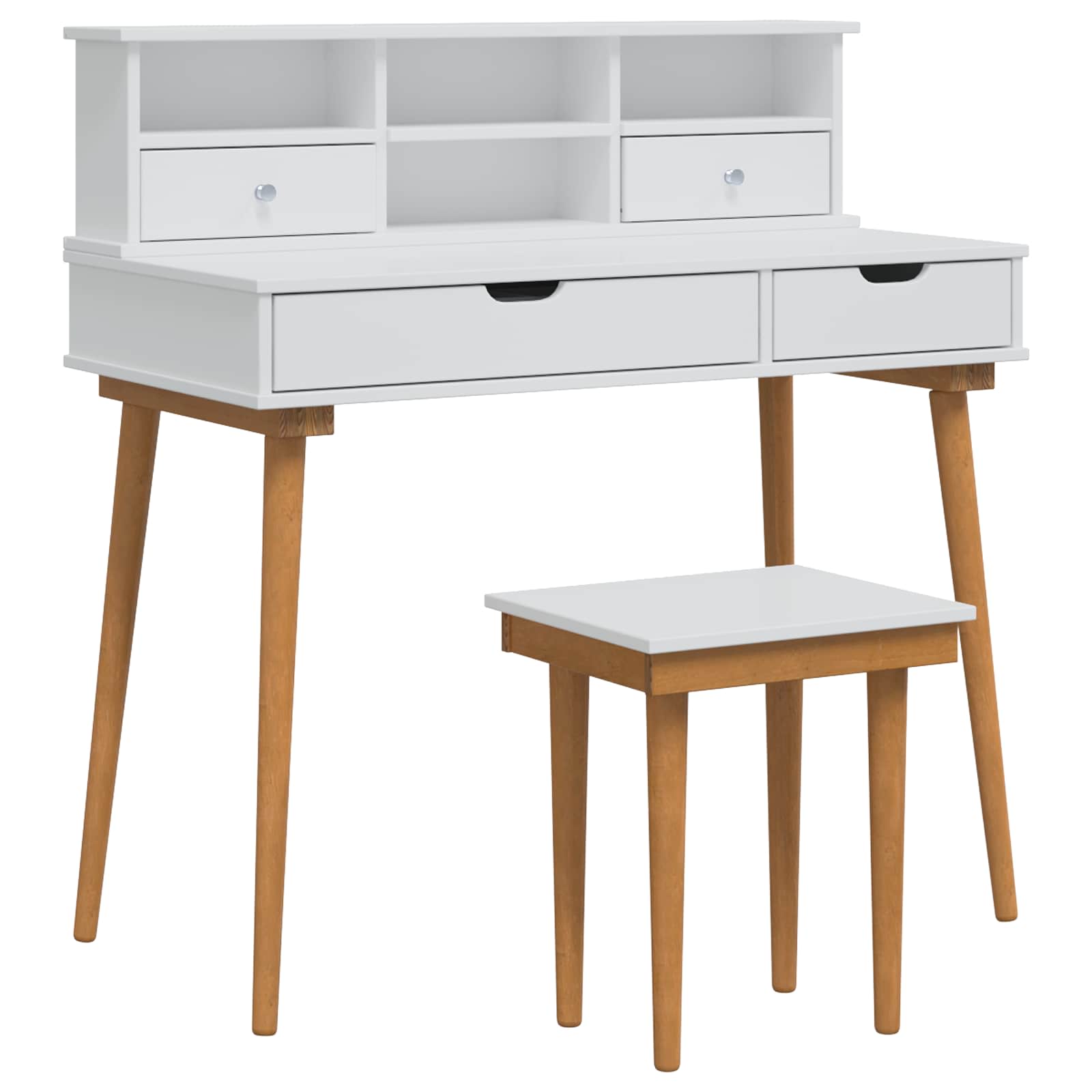 Vidaxl Weiß Dressing Table Set Fauske 3 Pcs White 100 X 50 X 103.5 Cm