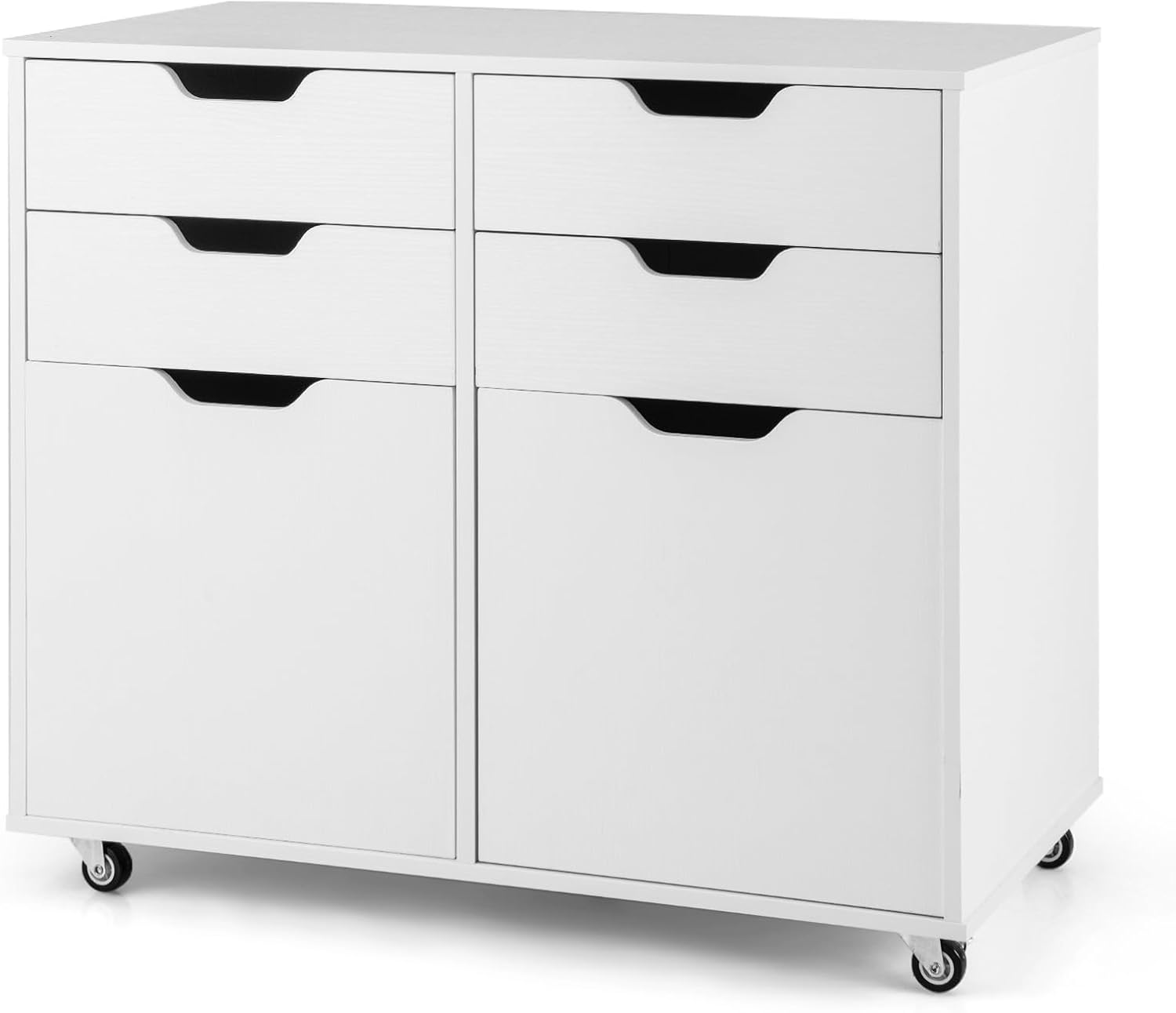 Goplus – Caisson Bureau Mobile Avec 4 Tiroirs Et 2 Armoires – 5