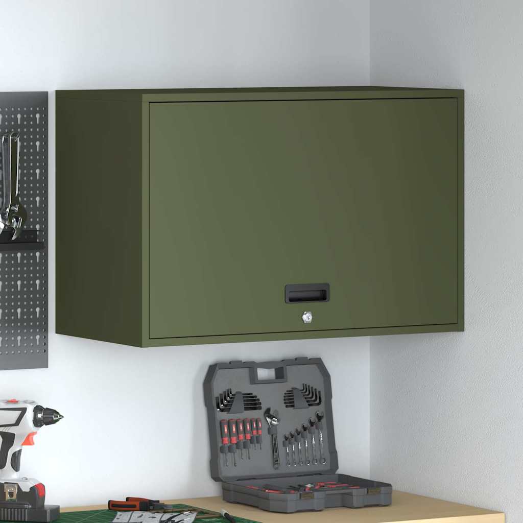 Armoire murale pour garage 80 x 40 x 53 cm en acier, portes affleurantes avec serrure