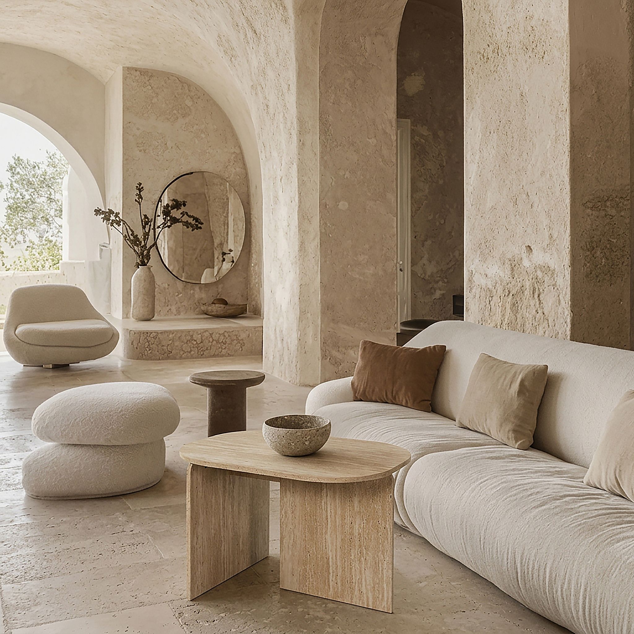 Table Basse - Home Deco Factory - Pietra - Effet Pierre Travertin
