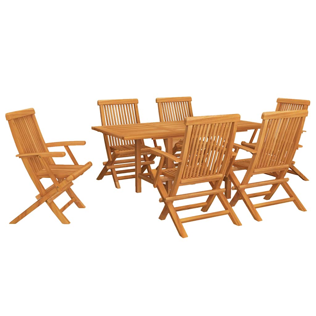7 Piece Garden Dining Set Solid Teak Wood Vidaxl